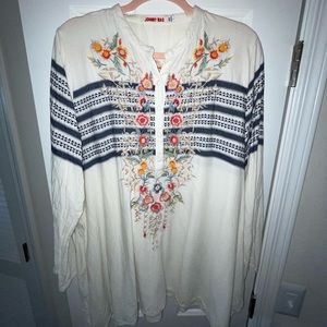 Johnny Was Embroidered Long Sleeve Top LARGE